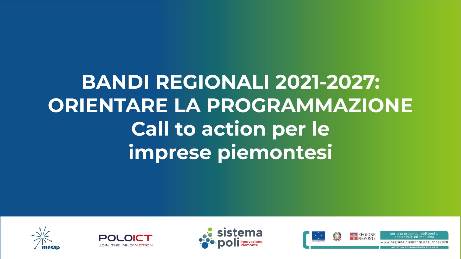 Webinar “Bandi regionali 2021-2027: orientare la programmazione.”