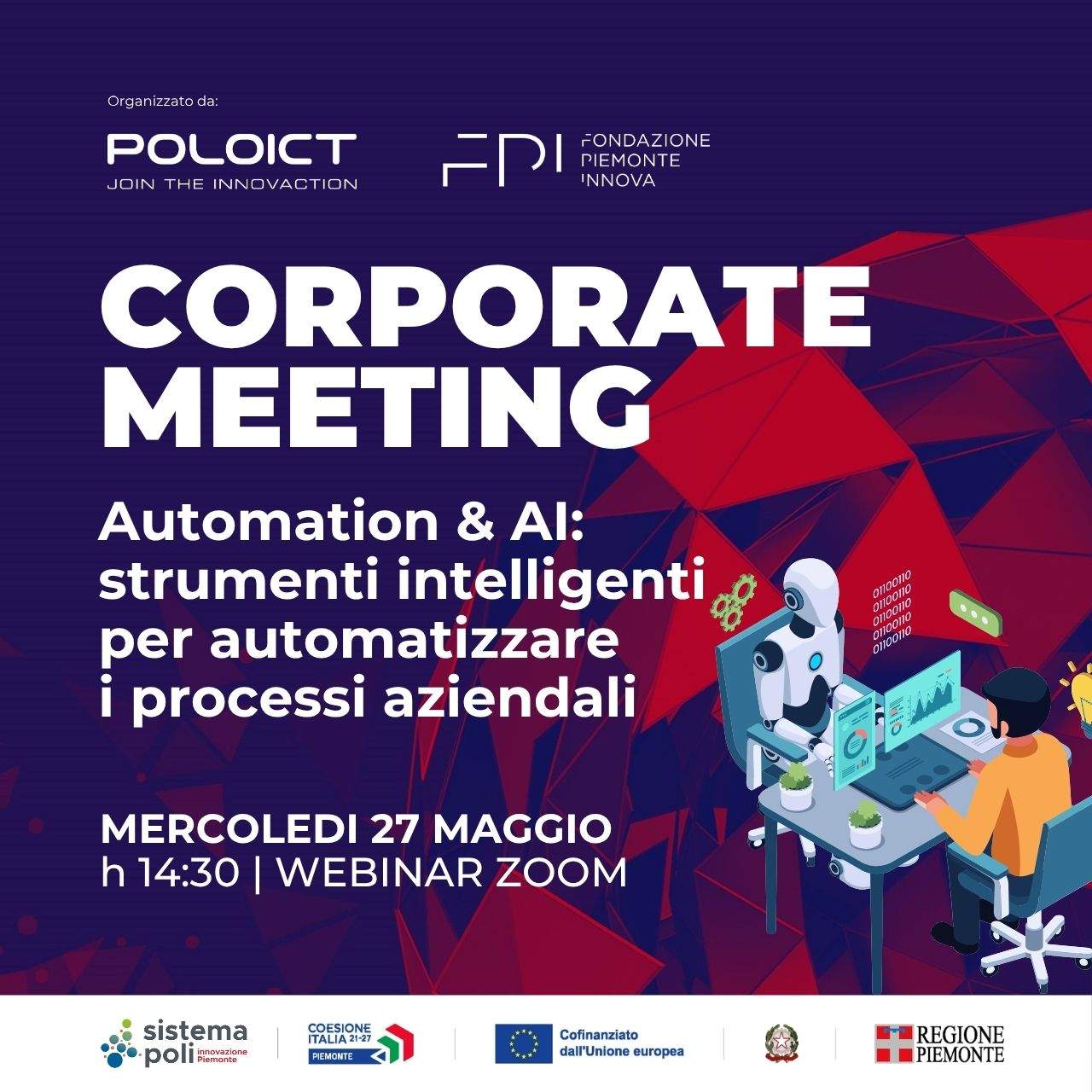 Corporate Meeting | Automation & AI: strumenti intelligenti per automatizzare i processi aziendali | 27 maggio h 14:30 | Webinar ZOOM